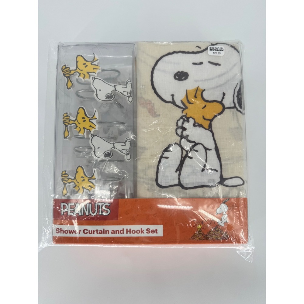 Peanuts Snoopy Woodstock Fall Shower Curtain and 12 Hook Set NWT 70x72